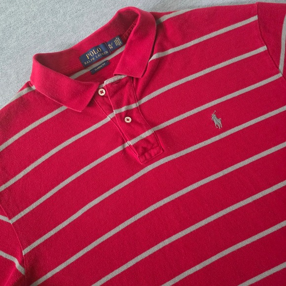 Polo Ralph Lauren Other - Polo Ralph Lauren Mens XL Classic Fit Striped Polo Shirt Red Grey Short Sleeve